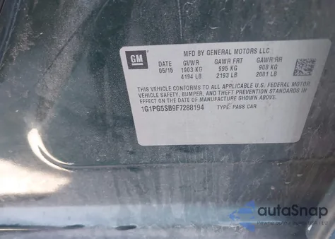 2015 Chevrolet Cruze Ltz from USA, damaged, VIN 1G1PG5SB9F7288194